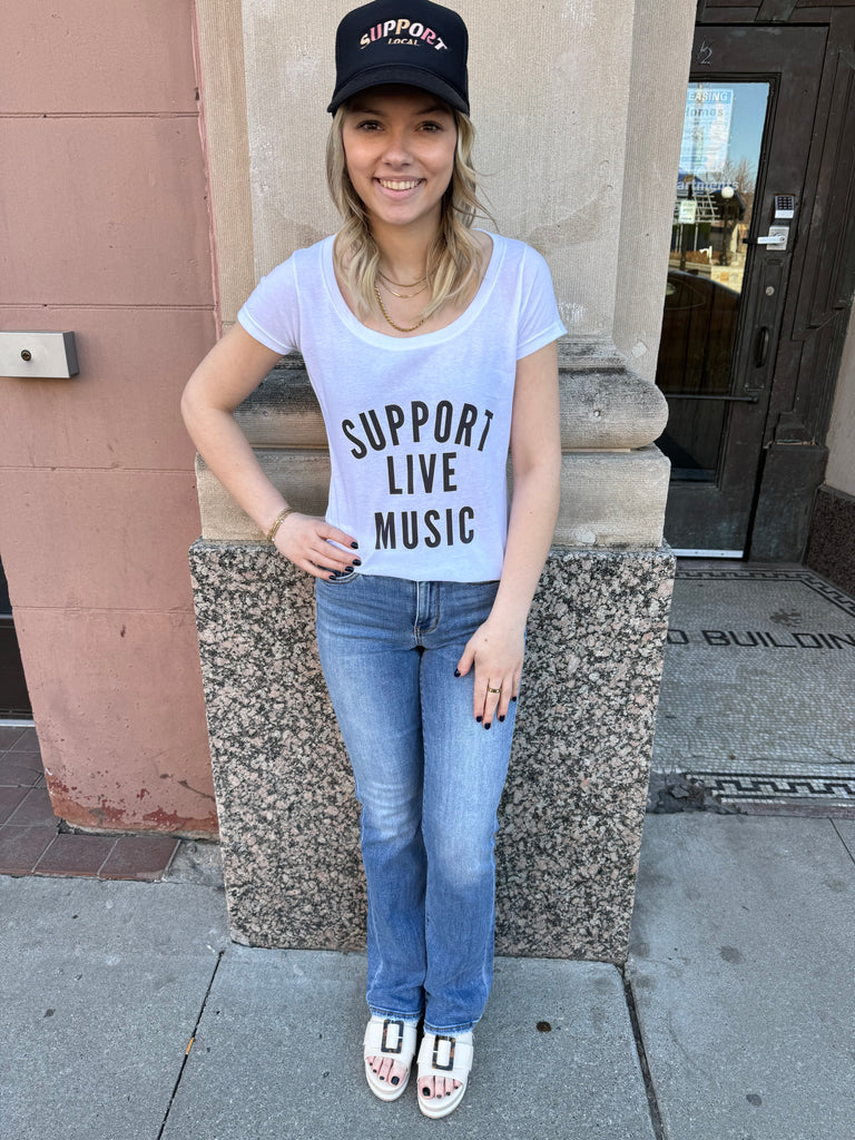 Support Live Music Tee-Graphic Tees-black frame-The Silo Boutique, Women's Fashion Boutique Located in Warren and Grand Forks North Dakota