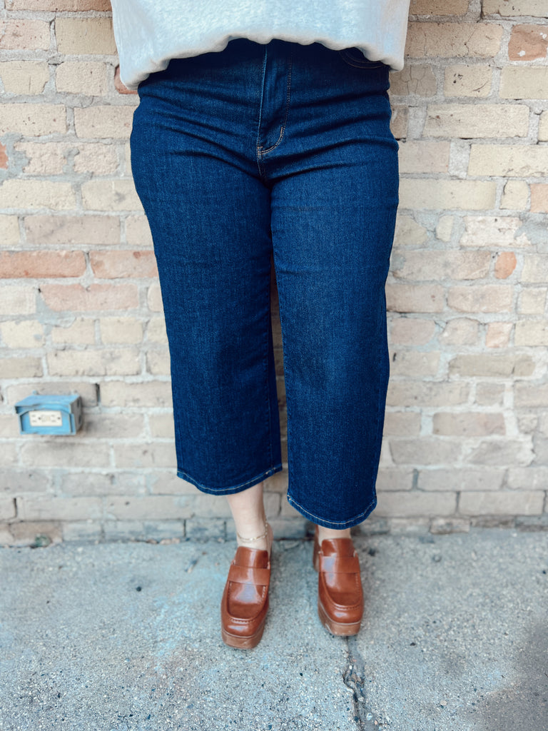 Judy Blue Tailored Crop Wide Leg Jeans-Jeans-judy blue-The Silo Boutique, Women's Fashion Boutique Located in Warren and Grand Forks North Dakota