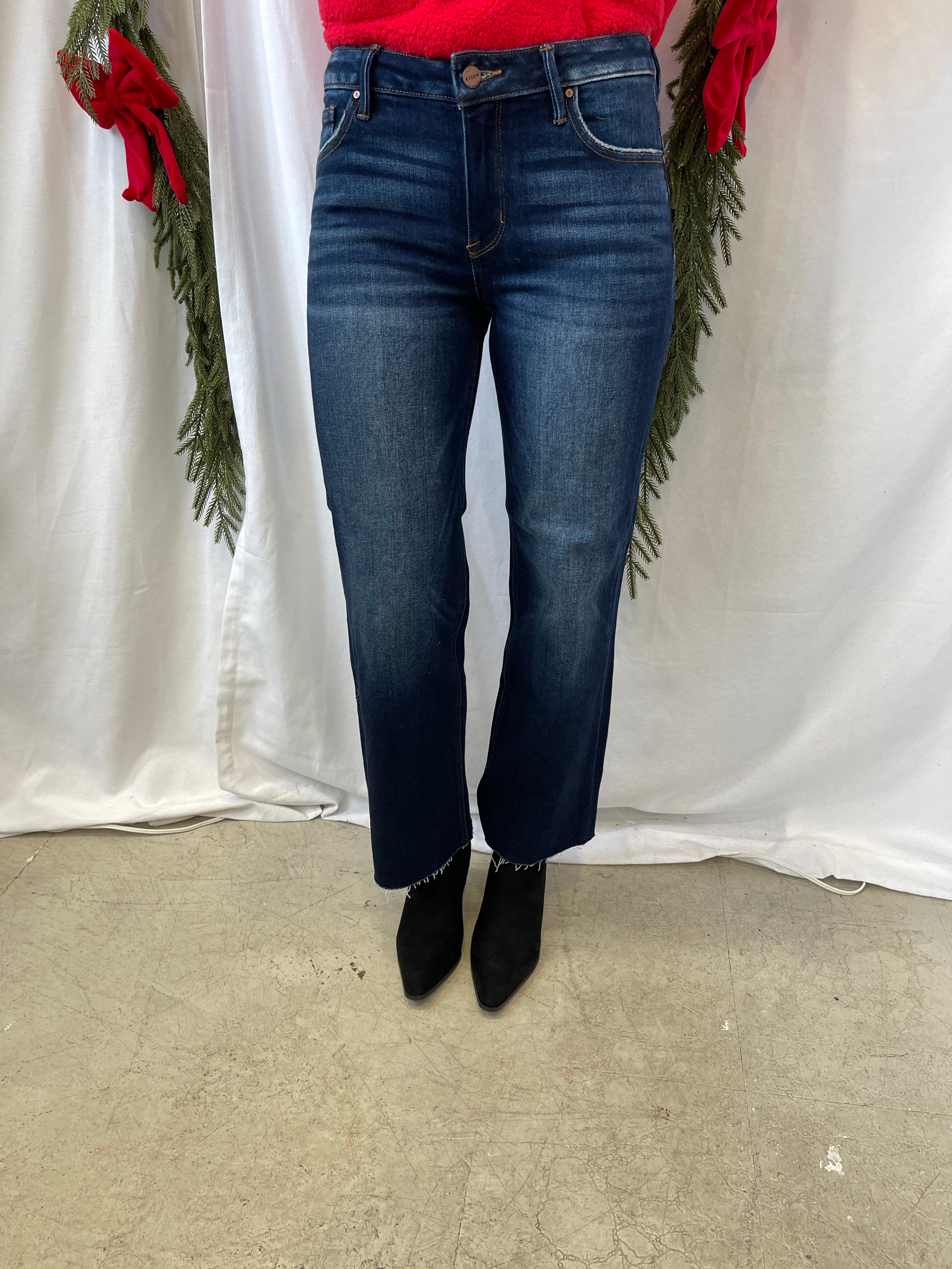Risen Deep Blue Straight Jeans-Final Sale-Jeans-risen-The Silo Boutique, Women's Fashion Boutique Located in Warren and Grand Forks North Dakota