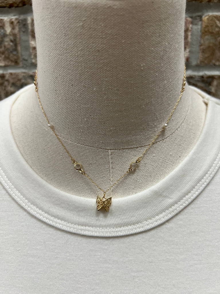 Fame Butterfly Mini Charm Chain Necklace-Necklaces-Fame-The Silo Boutique, Women's Fashion Boutique Located in Warren and Grand Forks North Dakota