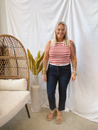 Oh My Striped Tank Top-Red-Tank Tops-blu pepper-The Silo Boutique, Women's Fashion Boutique Located in Warren and Grand Forks North Dakota