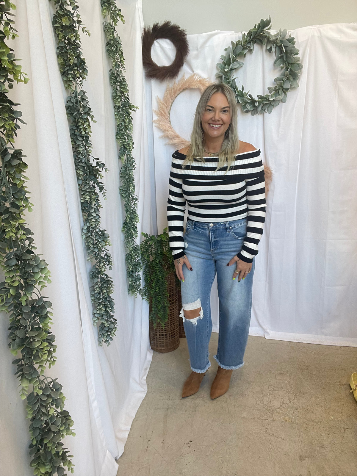 Angie Off the Shoulder Top-Black-Long Sleeve Tops-love tree-The Silo Boutique, Women's Fashion Boutique Located in Warren and Grand Forks North Dakota
