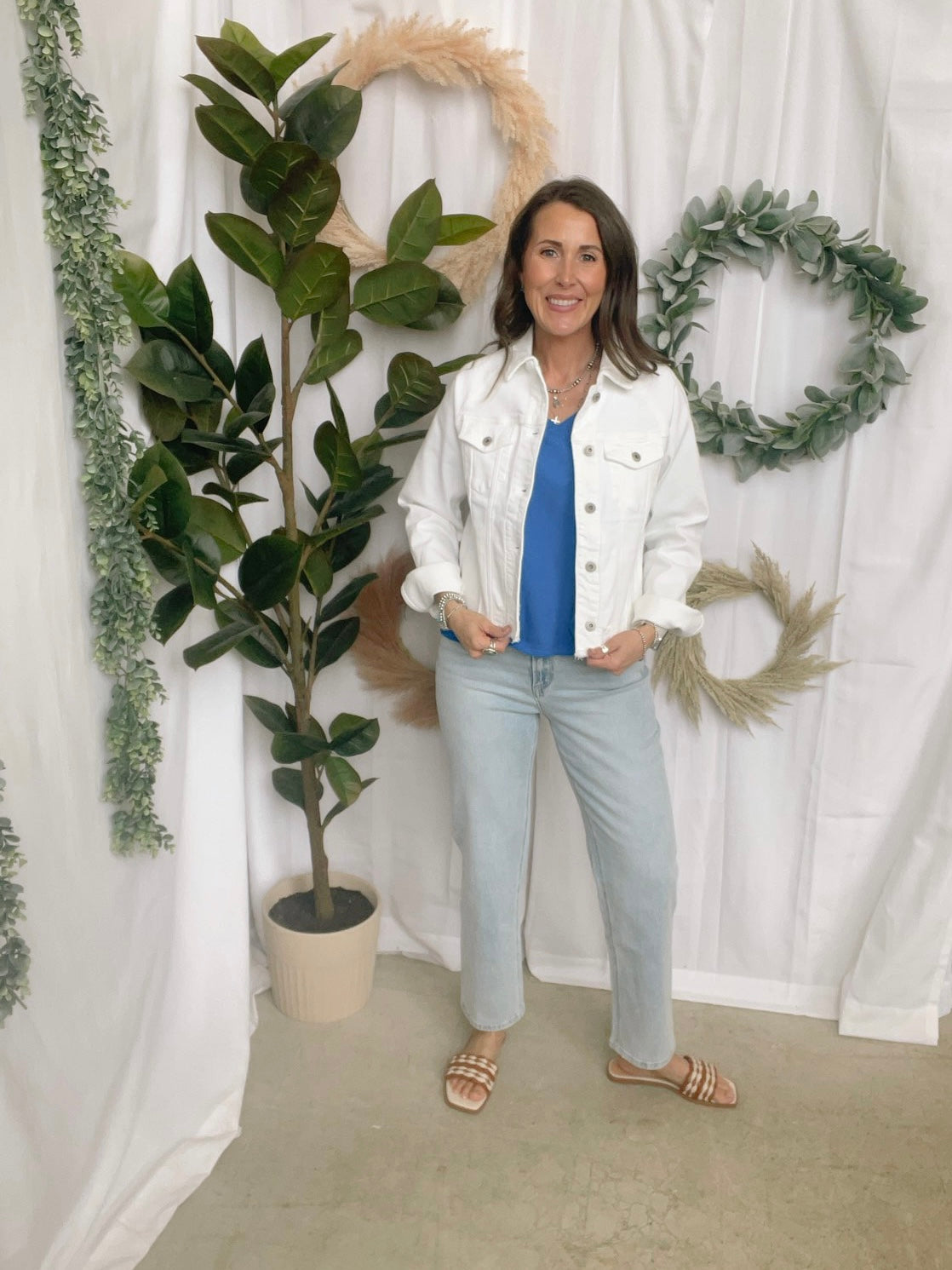 Mica Raw Hem White Jacket-Coats & Jackets-mica-The Silo Boutique, Women's Fashion Boutique Located in Warren and Grand Forks North Dakota