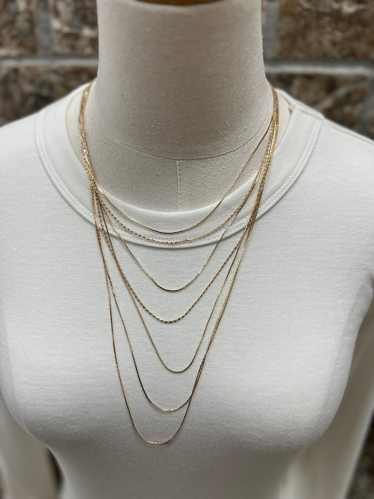 Fame Multi Layered Thin Long Necklace-Necklaces-Fame-The Silo Boutique, Women's Fashion Boutique Located in Warren and Grand Forks North Dakota