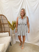 The Classic Striped Belted Dress-Black-Final Sale-Dresses-entro-The Silo Boutique, Women's Fashion Boutique Located in Warren and Grand Forks North Dakota