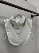 Corporate Collar-White Jewels-Short Sleeve Tops-Summer Tees-The Silo Boutique, Women's Fashion Boutique Located in Warren and Grand Forks North Dakota