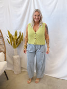 Lime V Neck Sweater Tank-Tank Tops-she and sky-The Silo Boutique, Women's Fashion Boutique Located in Warren and Grand Forks North Dakota