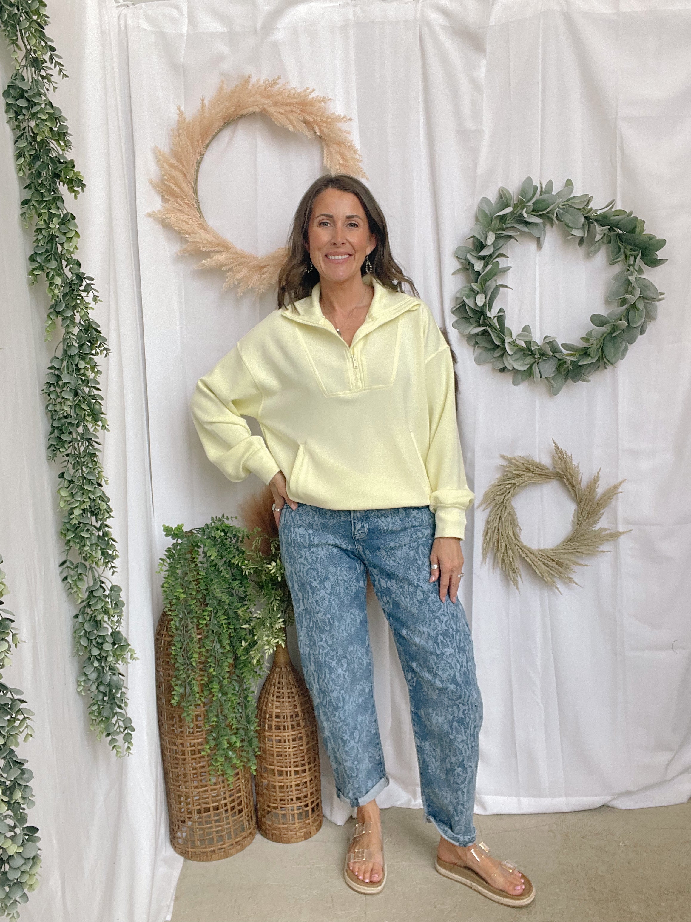 Rae Mode Quarter Zip Scuba Pullover-Lemonilla-Sweatshirts-rae mode-The Silo Boutique, Women's Fashion Boutique Located in Warren and Grand Forks North Dakota