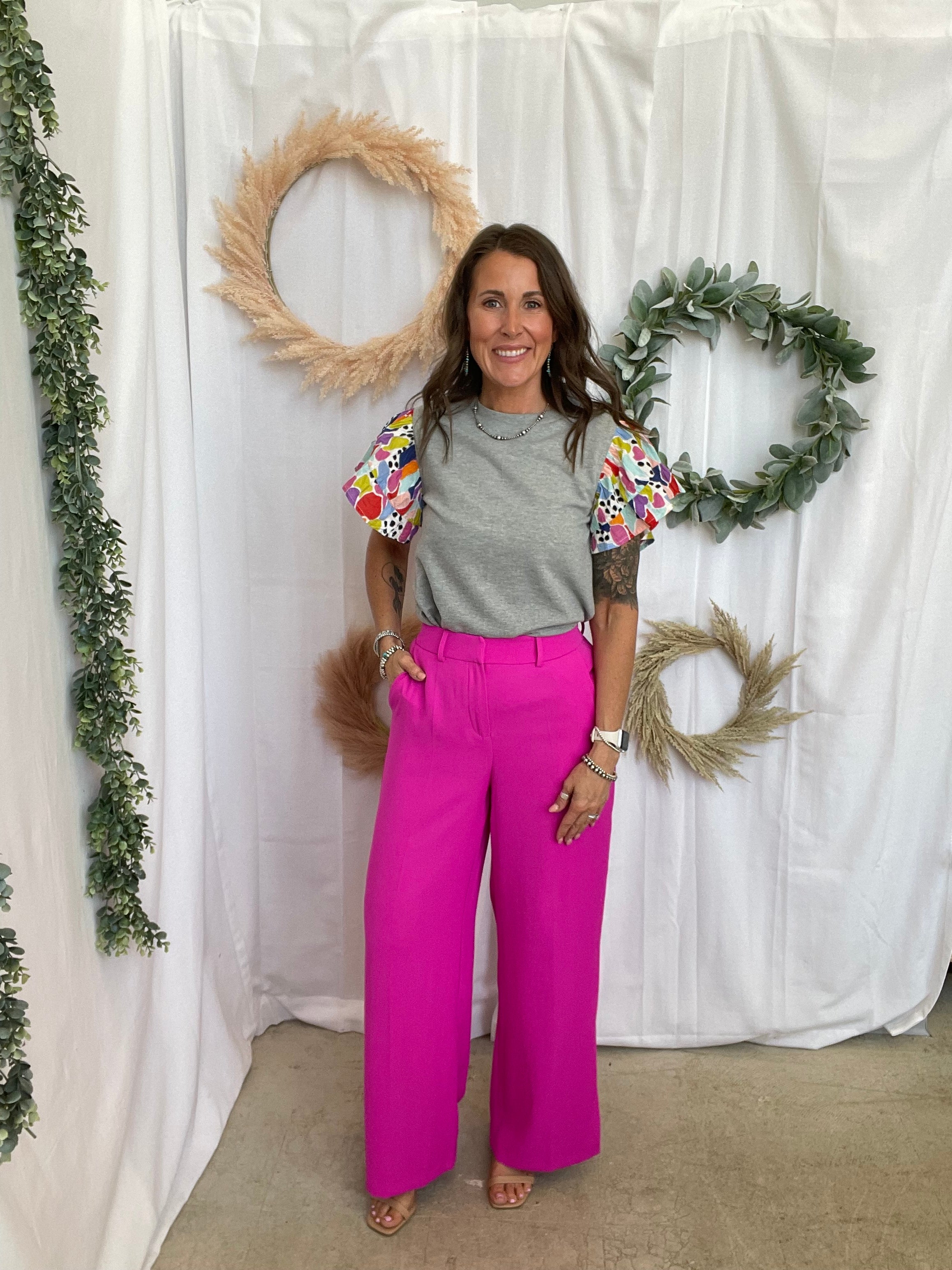 Skies Trouser Pants-Pink-Pants-skies are blue-The Silo Boutique, Women's Fashion Boutique Located in Warren and Grand Forks North Dakota