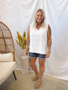 Classic Linen Tank Top-White-Tank Tops-Umgee-The Silo Boutique, Women's Fashion Boutique Located in Warren and Grand Forks North Dakota