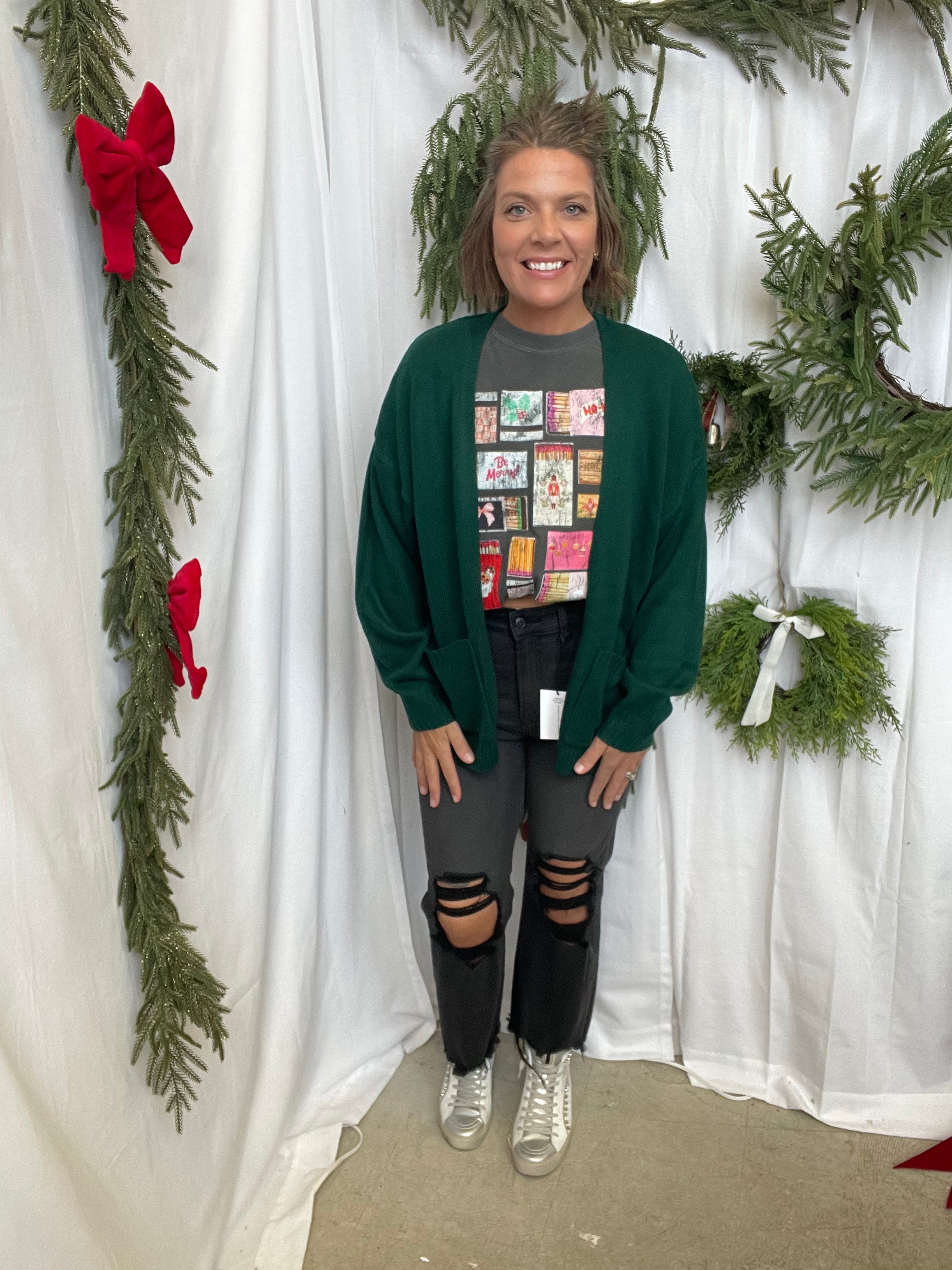 Lori Sweater Cardigan-Hunter Green-Cardigans-hyfve-The Silo Boutique, Women's Fashion Boutique Located in Warren and Grand Forks North Dakota