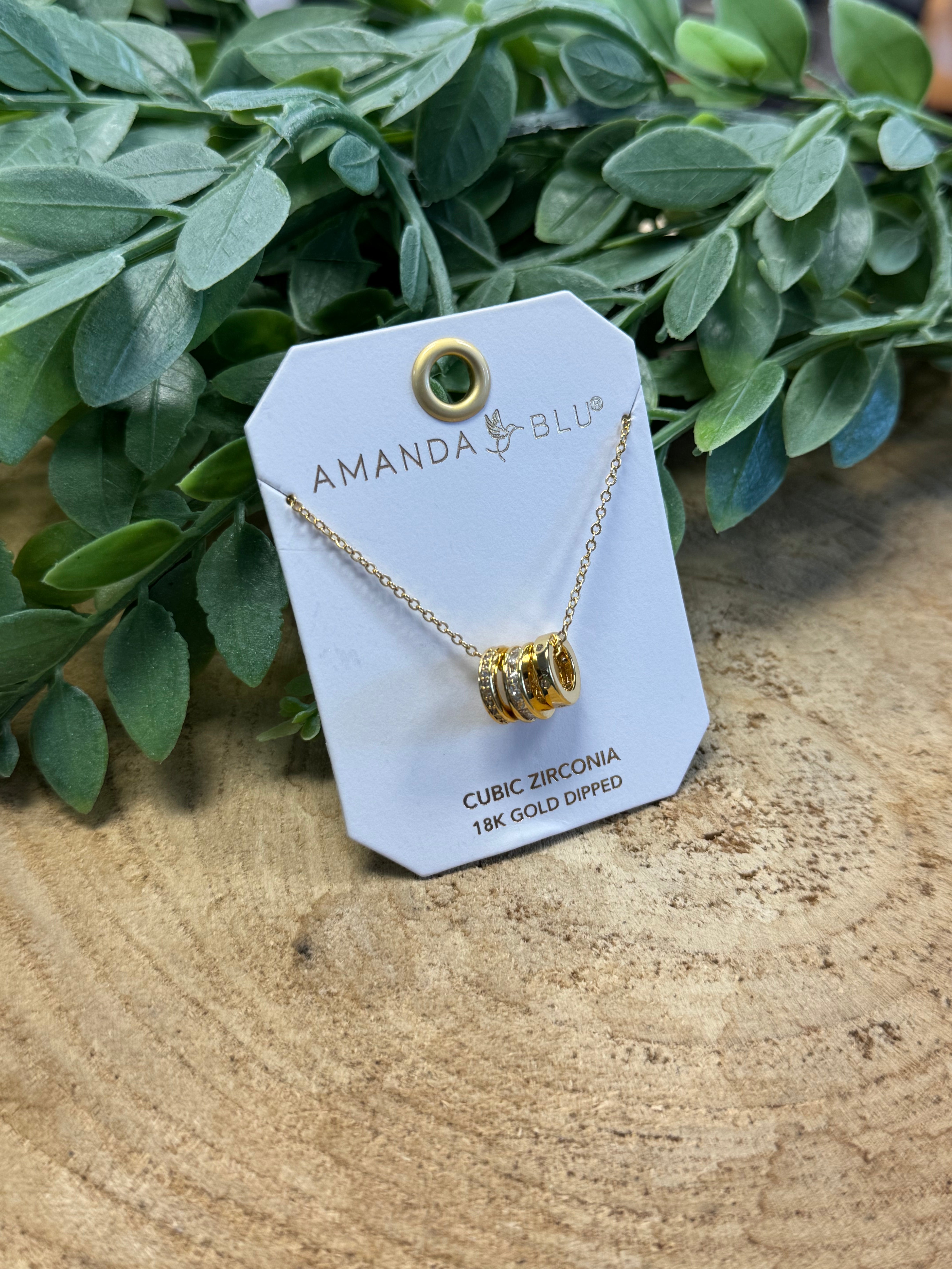 CZ Triple Ring Necklace-Amanda Blu-The Silo Boutique, Women's Fashion Boutique Located in Warren and Grand Forks North Dakota