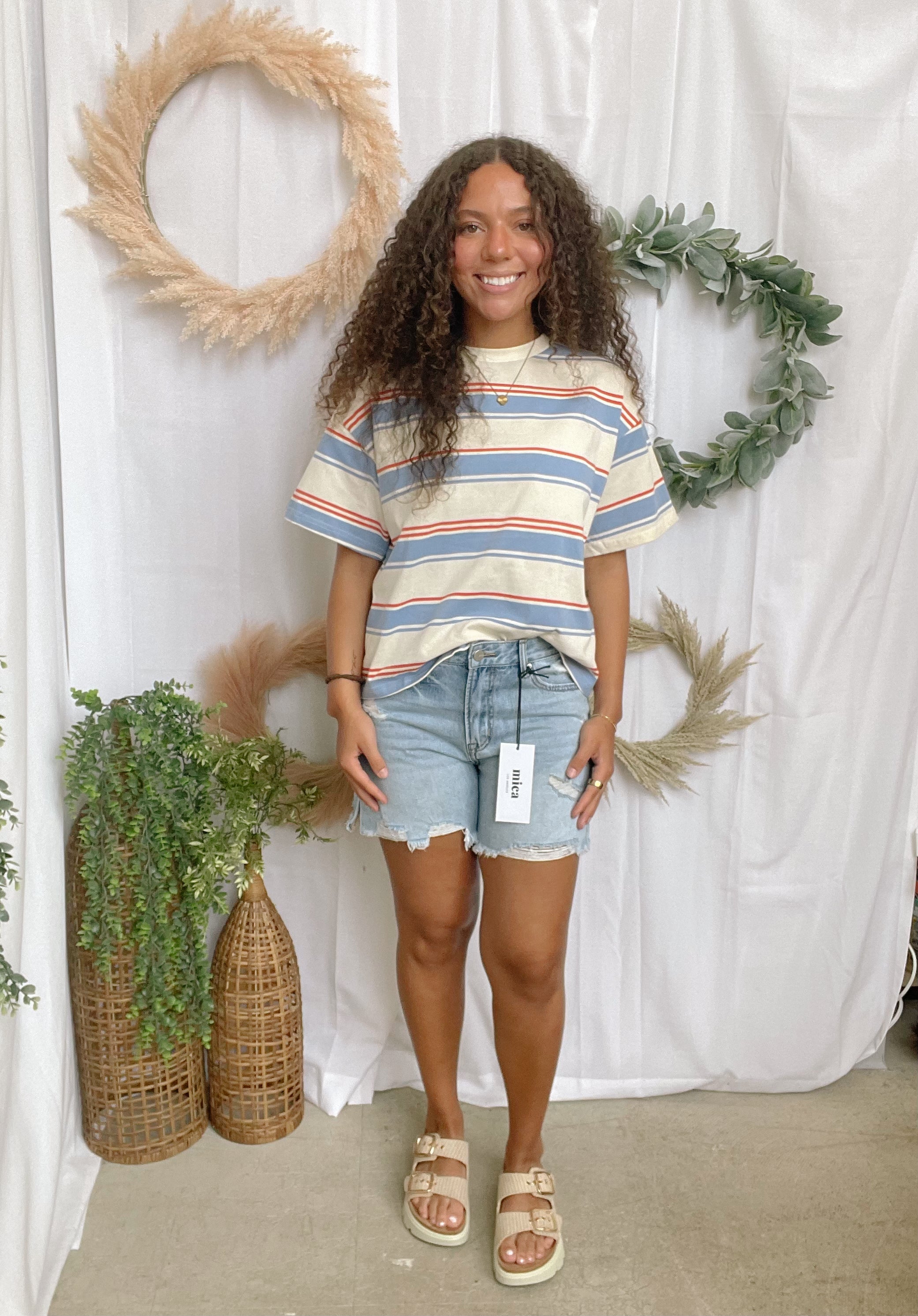 Cassius Striped Tee-Graphic Tees-by together-The Silo Boutique, Women's Fashion Boutique Located in Warren and Grand Forks North Dakota
