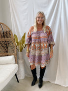 Boho Pink Clay Paisley Dress-Final Sale-Dresses-bluivy-The Silo Boutique, Women's Fashion Boutique Located in Warren and Grand Forks North Dakota