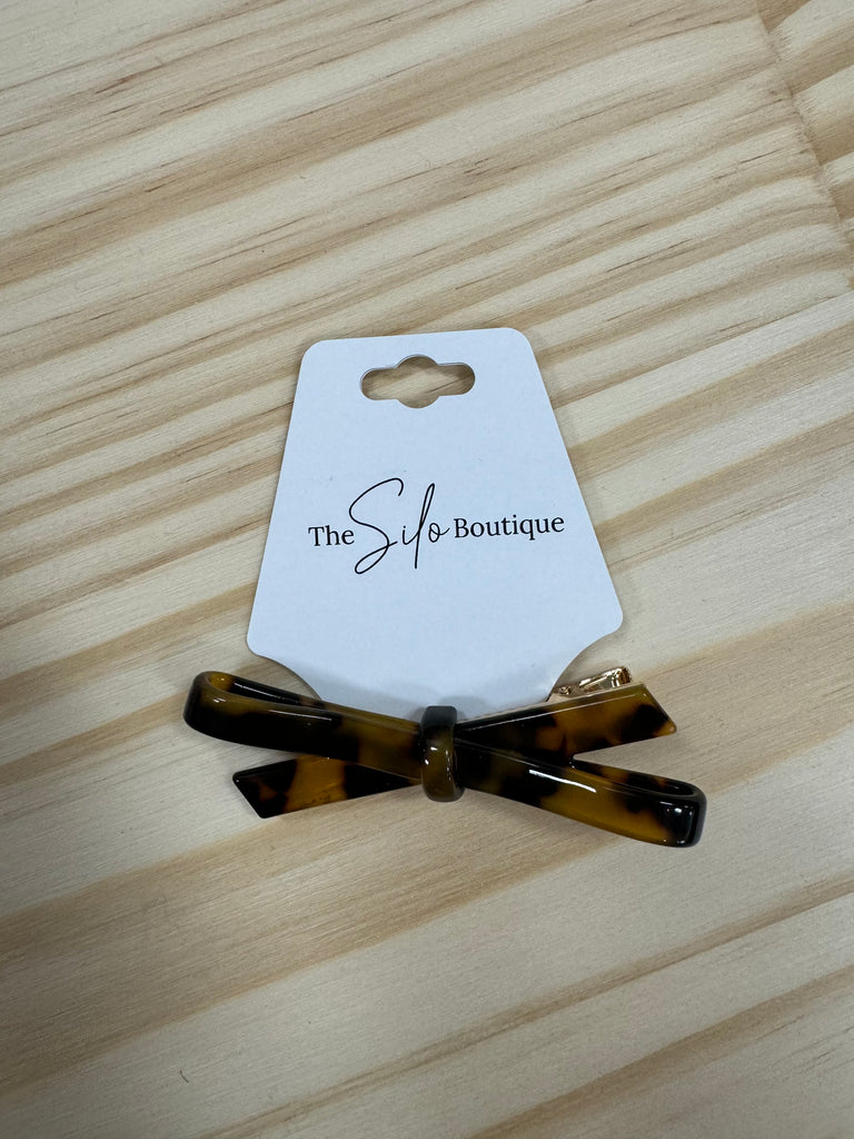 Acetate Hair Pin Bow Clip-Hair Accessories-wall to wall-The Silo Boutique, Women's Fashion Boutique Located in Warren and Grand Forks North Dakota
