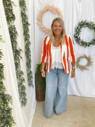 Viv Striped Blazer-Red-Blazers-oddi-The Silo Boutique, Women's Fashion Boutique Located in Warren and Grand Forks North Dakota