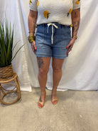 Judy Blue Vintage Wash Jogger Shorts-Shorts-judy blue-The Silo Boutique, Women's Fashion Boutique Located in Warren and Grand Forks North Dakota