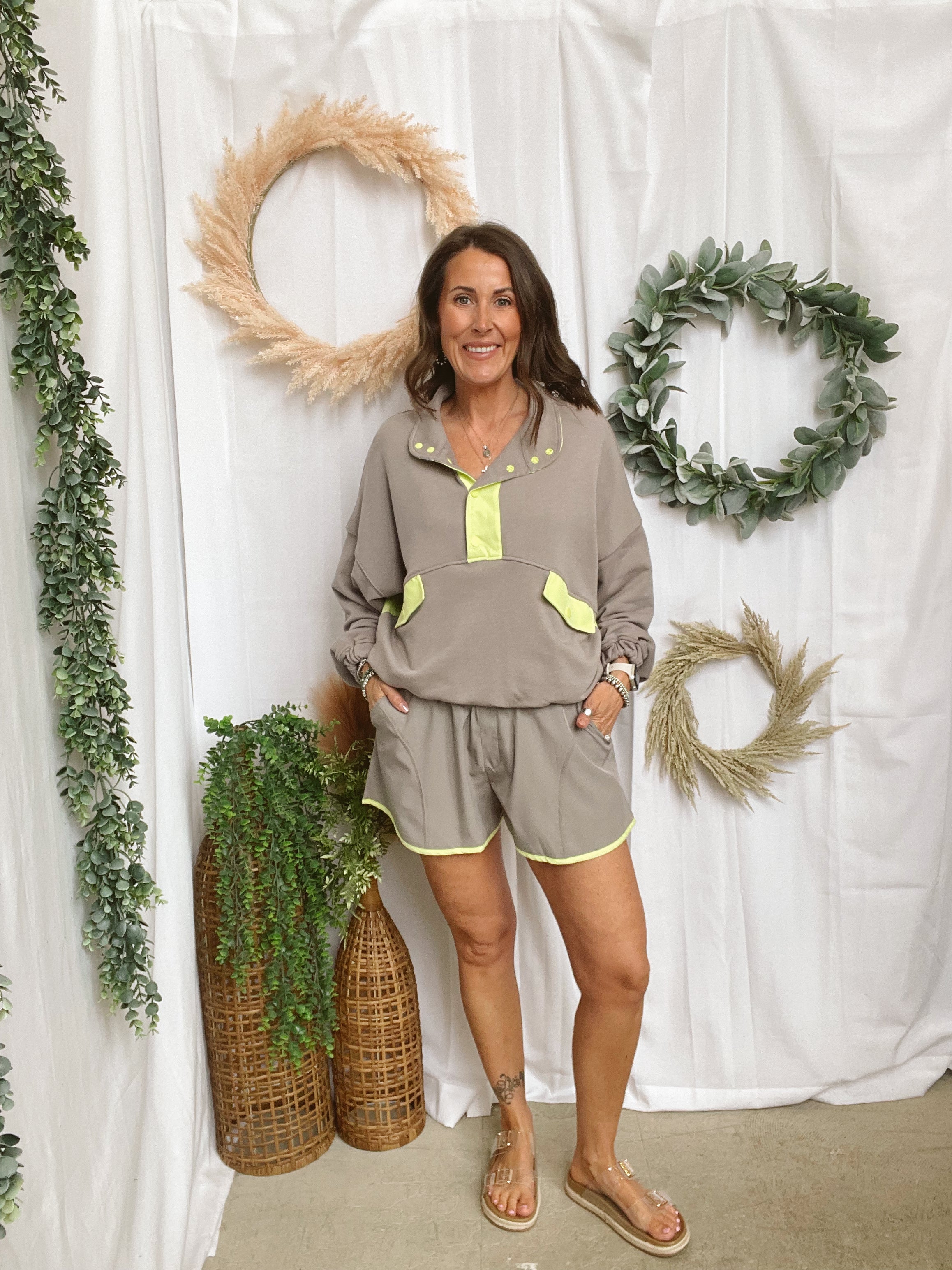 Rae Most Playful Set-Stone/Lime-Outfit Sets-rae mode-The Silo Boutique, Women's Fashion Boutique Located in Warren and Grand Forks North Dakota