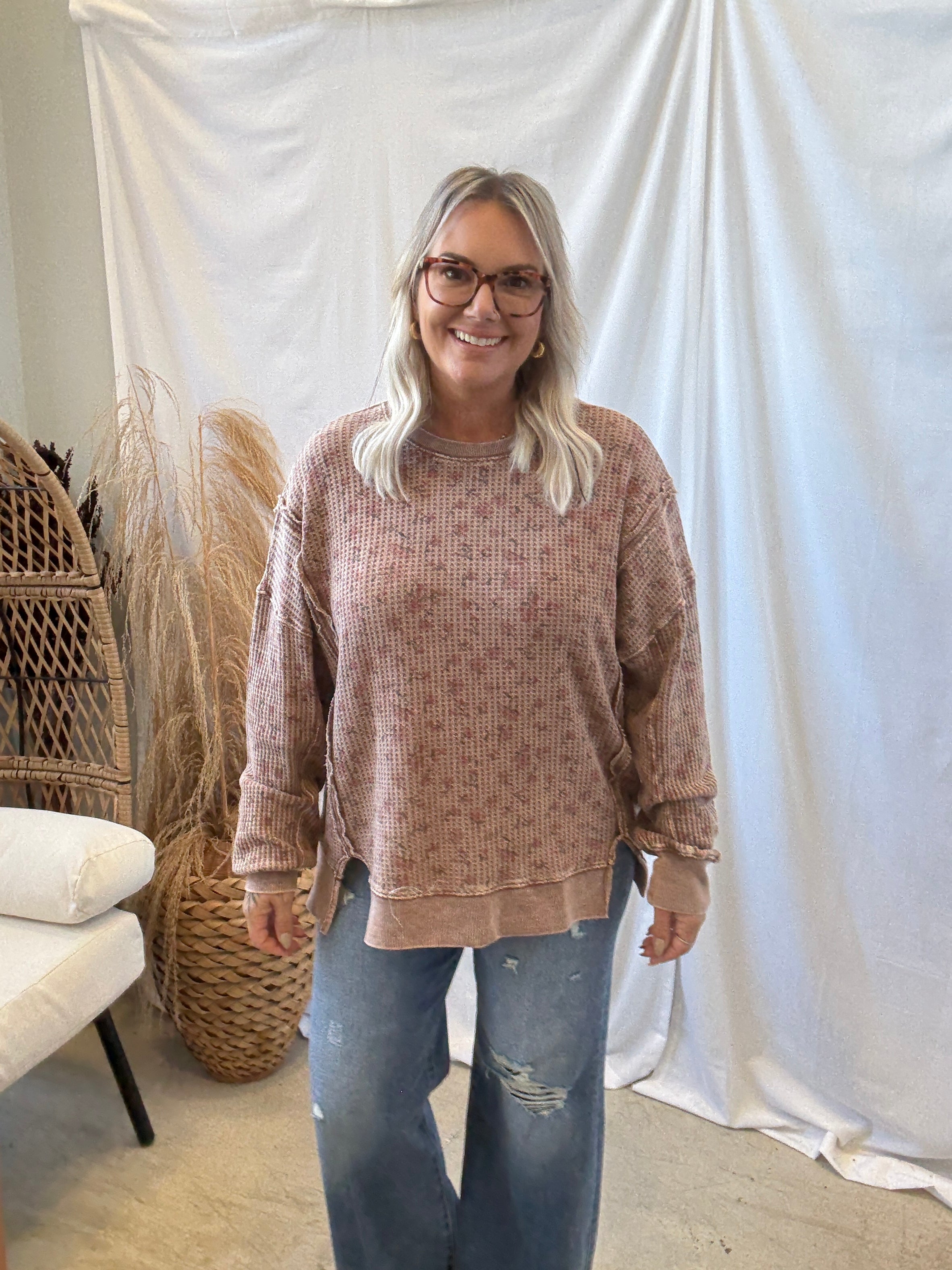 Mocha Thermal Long Sleeve Top-Long Sleeve Tops-easel-The Silo Boutique, Women's Fashion Boutique Located in Warren and Grand Forks North Dakota