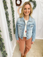 Hidden Fur Collar Denim Jacket-Coats & Jackets-Hidden-The Silo Boutique, Women's Fashion Boutique Located in Warren and Grand Forks North Dakota