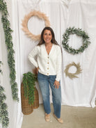 Shelly V Neck Cardigan-Ivory-Cardigans-staccato-The Silo Boutique, Women's Fashion Boutique Located in Warren and Grand Forks North Dakota
