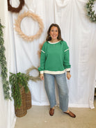 Karen Piping Detail Sweatshirt-Green-Sweatshirts-Zenana-The Silo Boutique, Women's Fashion Boutique Located in Warren and Grand Forks North Dakota