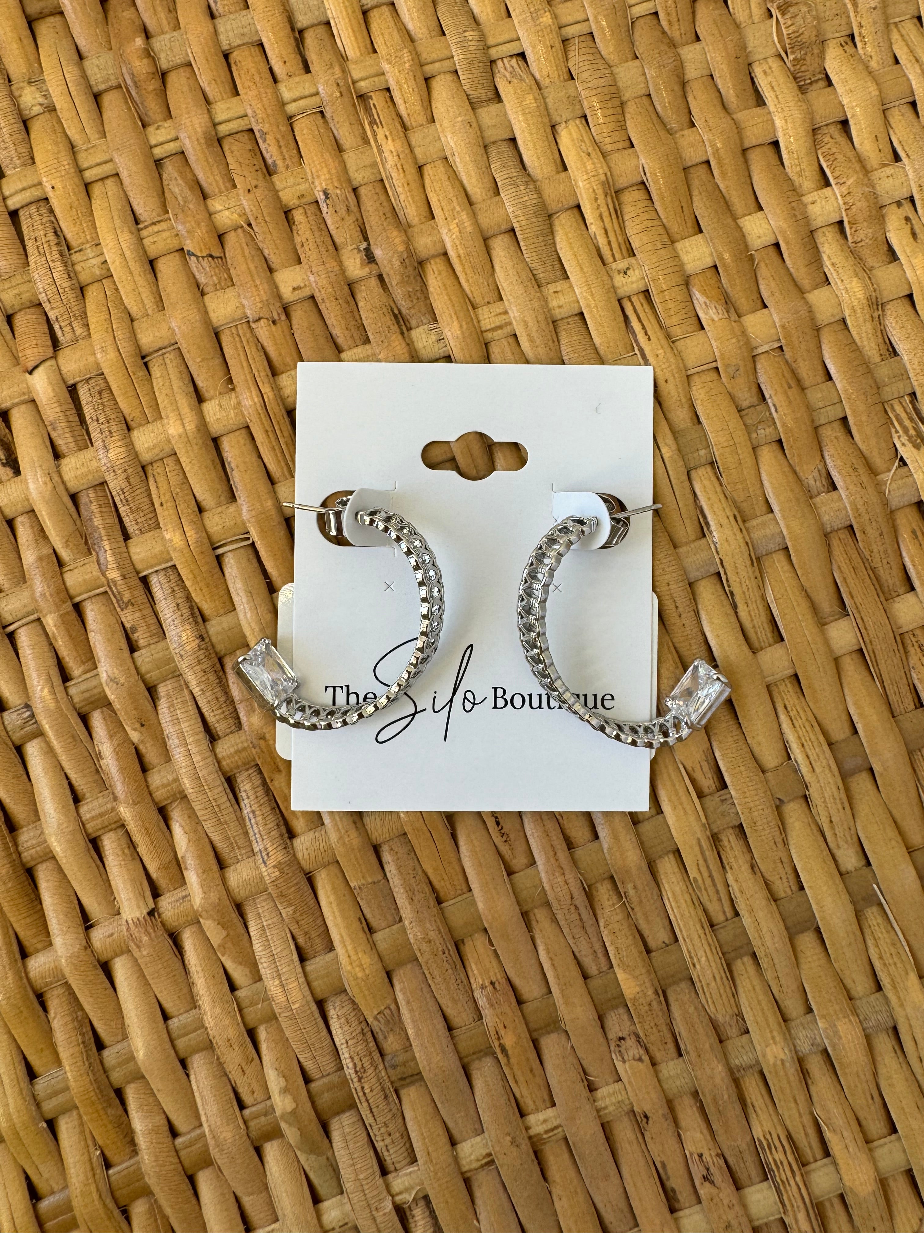 Twist Rhinestone Hoop Earrings-Earrings-Dallas Market-The Silo Boutique, Women's Fashion Boutique Located in Warren and Grand Forks North Dakota