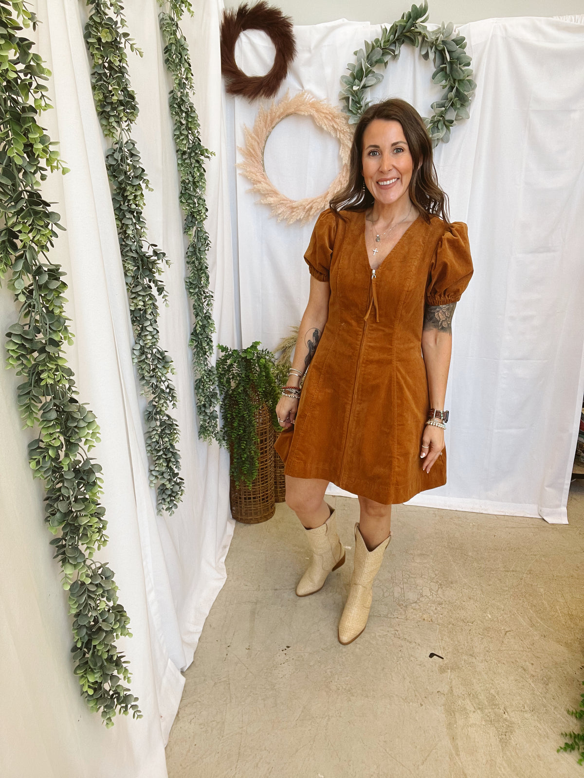 Alicia Camel Dress-Dresses-ENTRO-The Silo Boutique, Women's Fashion Boutique Located in Warren and Grand Forks North Dakota