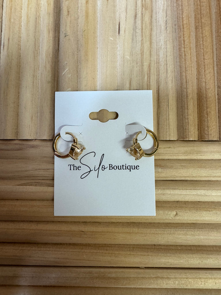 Mini Crystal Heart Huggie Earrings-earrings-Fame-The Silo Boutique, Women's Fashion Boutique Located in Warren and Grand Forks North Dakota