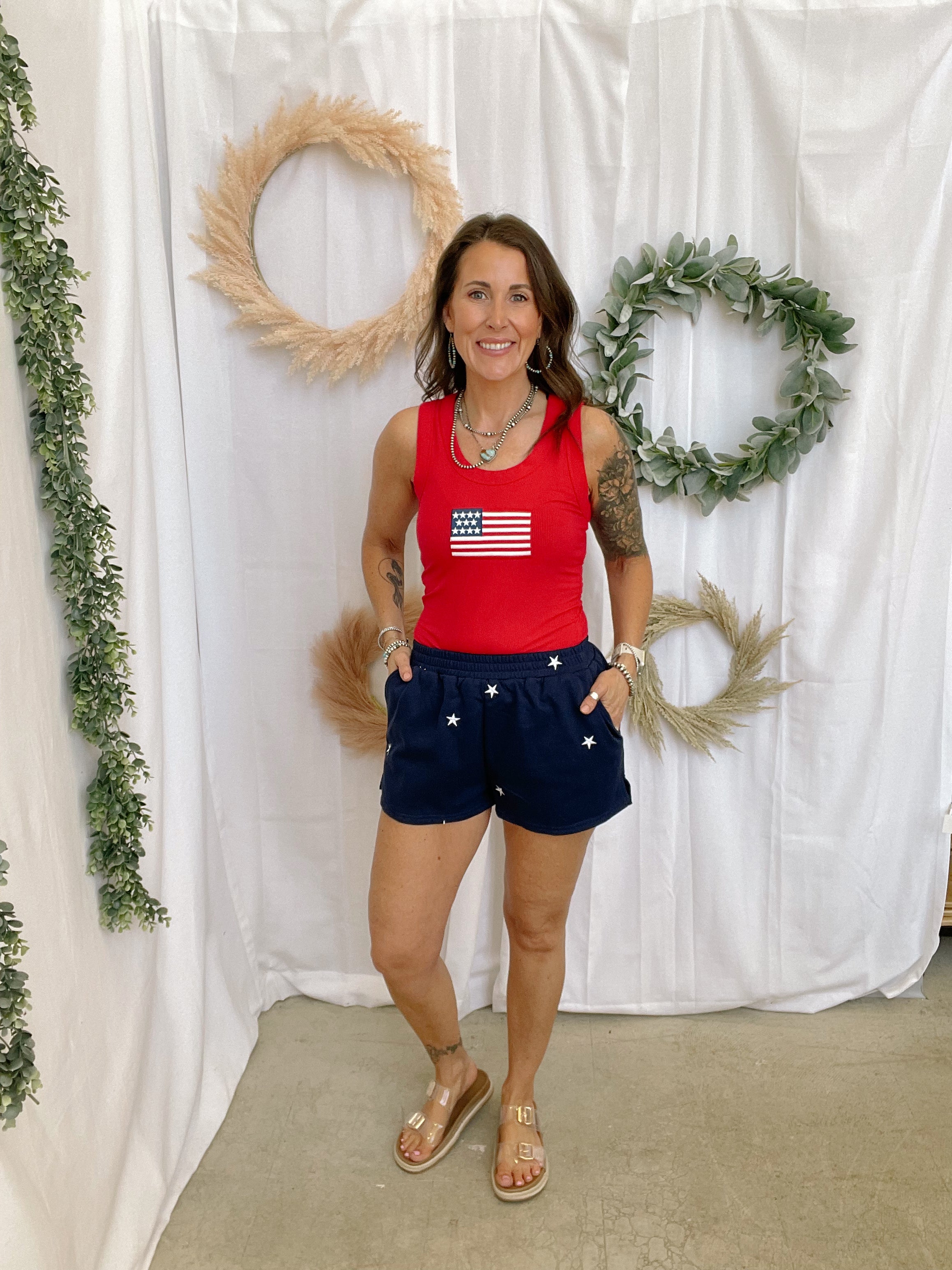 Navy Stars Shorts-Shorts-lelis-The Silo Boutique, Women's Fashion Boutique Located in Warren and Grand Forks North Dakota