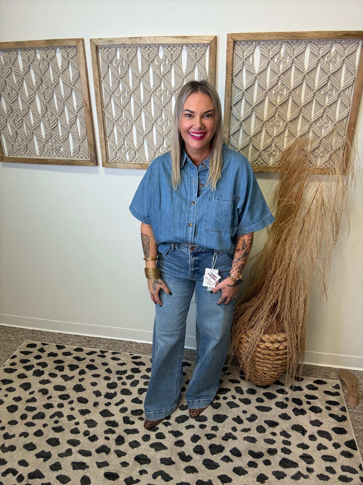 Celia Denim Short Sleeve Top-Short Sleeve Tops-twentyfourth-The Silo Boutique, Women's Fashion Boutique Located in Warren and Grand Forks North Dakota