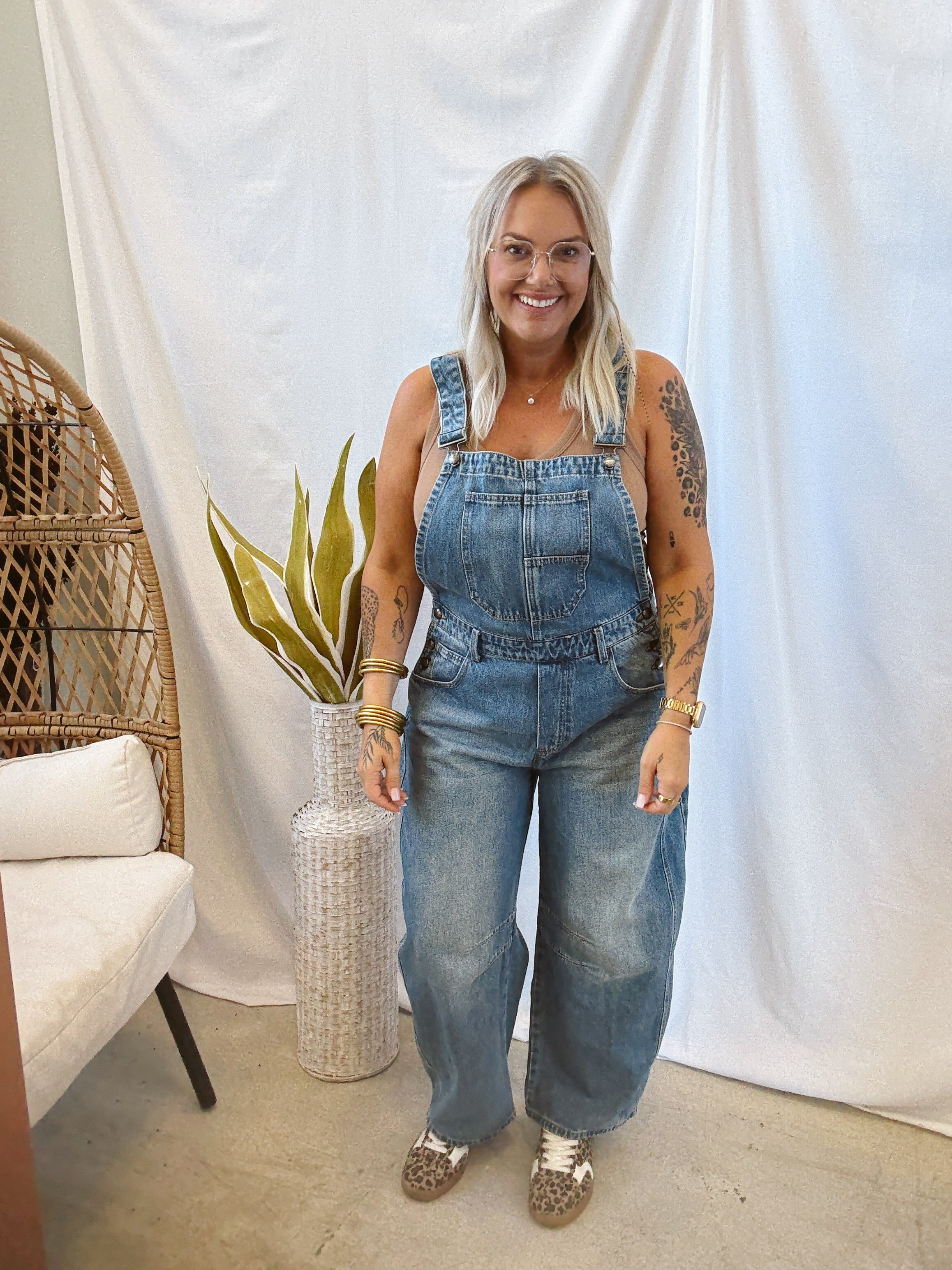 Denim Blue Barrel Overall Jeans-Jeans-listicle-The Silo Boutique, Women's Fashion Boutique Located in Warren and Grand Forks North Dakota