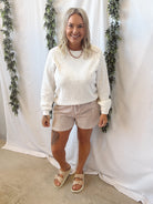 Taupe Striped Shorts-Shorts-hyfve-The Silo Boutique, Women's Fashion Boutique Located in Warren and Grand Forks North Dakota