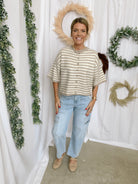 Kelsey Striped Cardigan Sweater-Taupe-Short Sleeve Tops-by together-The Silo Boutique, Women's Fashion Boutique Located in Warren and Grand Forks North Dakota
