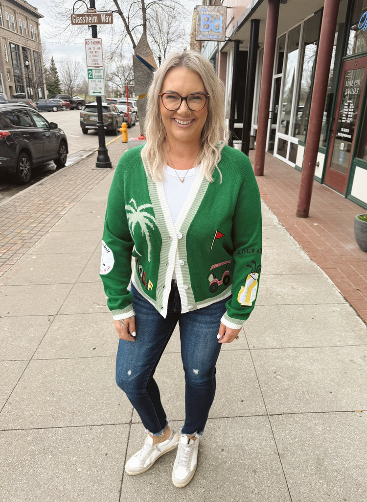 Field Green Golf Cardigan-Cardigans-fate-The Silo Boutique, Women's Fashion Boutique Located in Warren and Grand Forks North Dakota