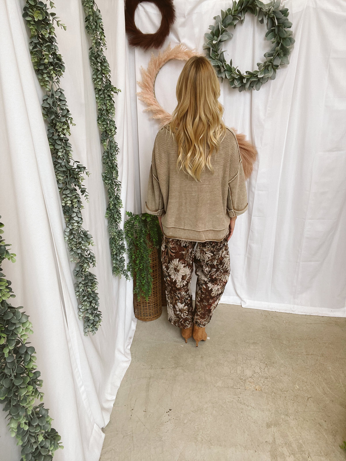 Dani Tapestry Brown Barrel Pants-Jeans-davi dani-The Silo Boutique, Women's Fashion Boutique Located in Warren and Grand Forks North Dakota