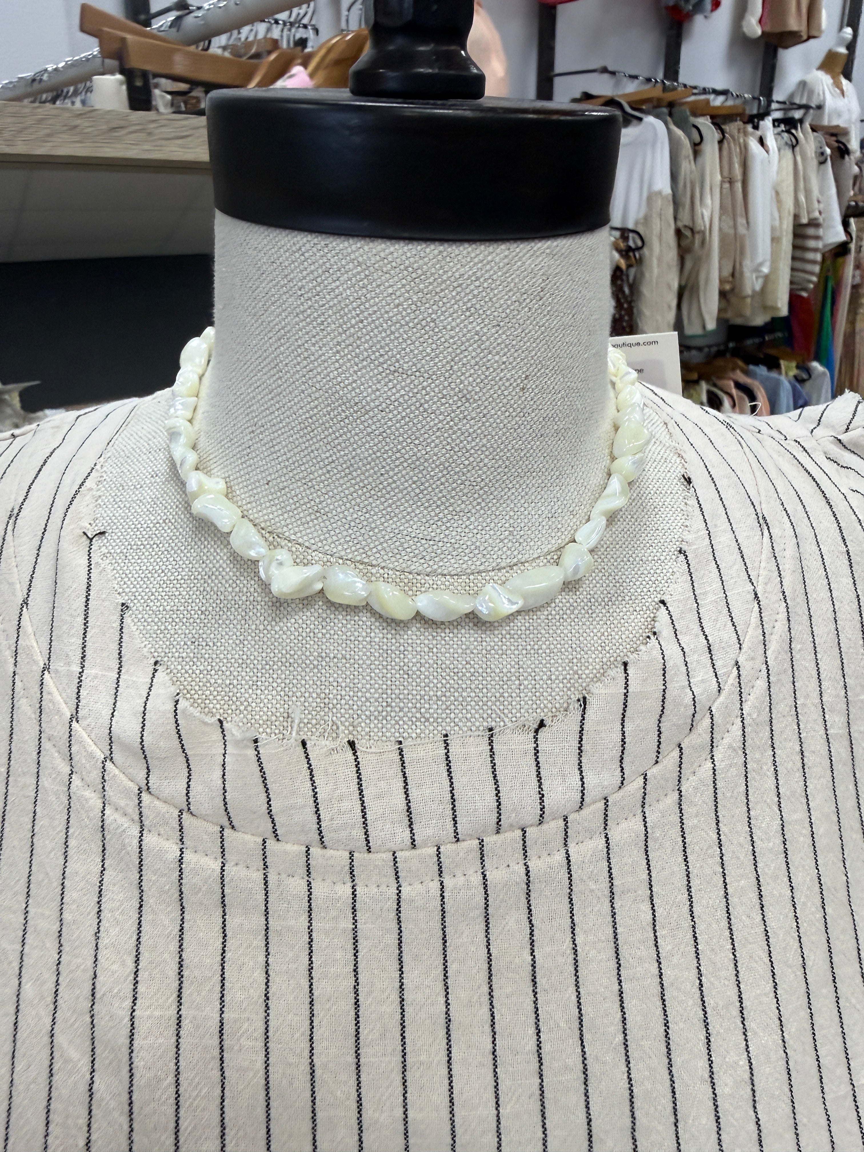 Mother Of Pearl Shell Nugget Necklace-Necklaces-joss-The Silo Boutique, Women's Fashion Boutique Located in Warren and Grand Forks North Dakota