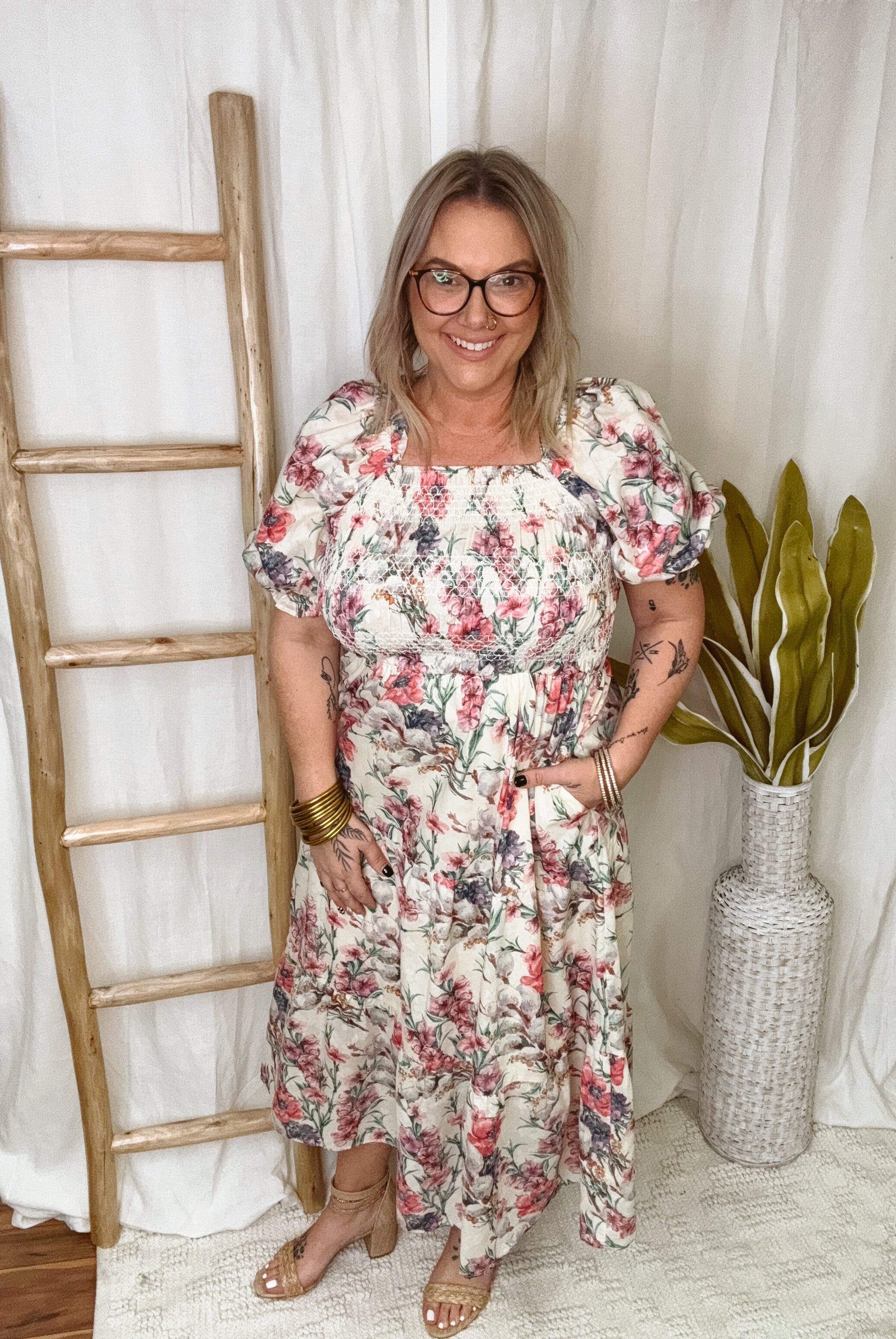 Floral Vibes Dress-Dresses-pologram-The Silo Boutique, Women's Fashion Boutique Located in Warren and Grand Forks North Dakota