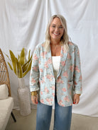 Just Be Floral Denim Blazer-Blazers-bibi-The Silo Boutique, Women's Fashion Boutique Located in Warren and Grand Forks North Dakota