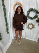 Carly Sweat Shorts-Brown-Shorts-tictoc-The Silo Boutique, Women's Fashion Boutique Located in Warren and Grand Forks North Dakota