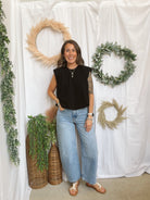 Kristy Cap Sleeve Tank Top-Black-Tank Tops-entro-The Silo Boutique, Women's Fashion Boutique Located in Warren and Grand Forks North Dakota