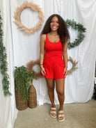 Flounce and Flow Romper-Red-Jumpsuits & Rompers-mono b-The Silo Boutique, Women's Fashion Boutique Located in Warren and Grand Forks North Dakota