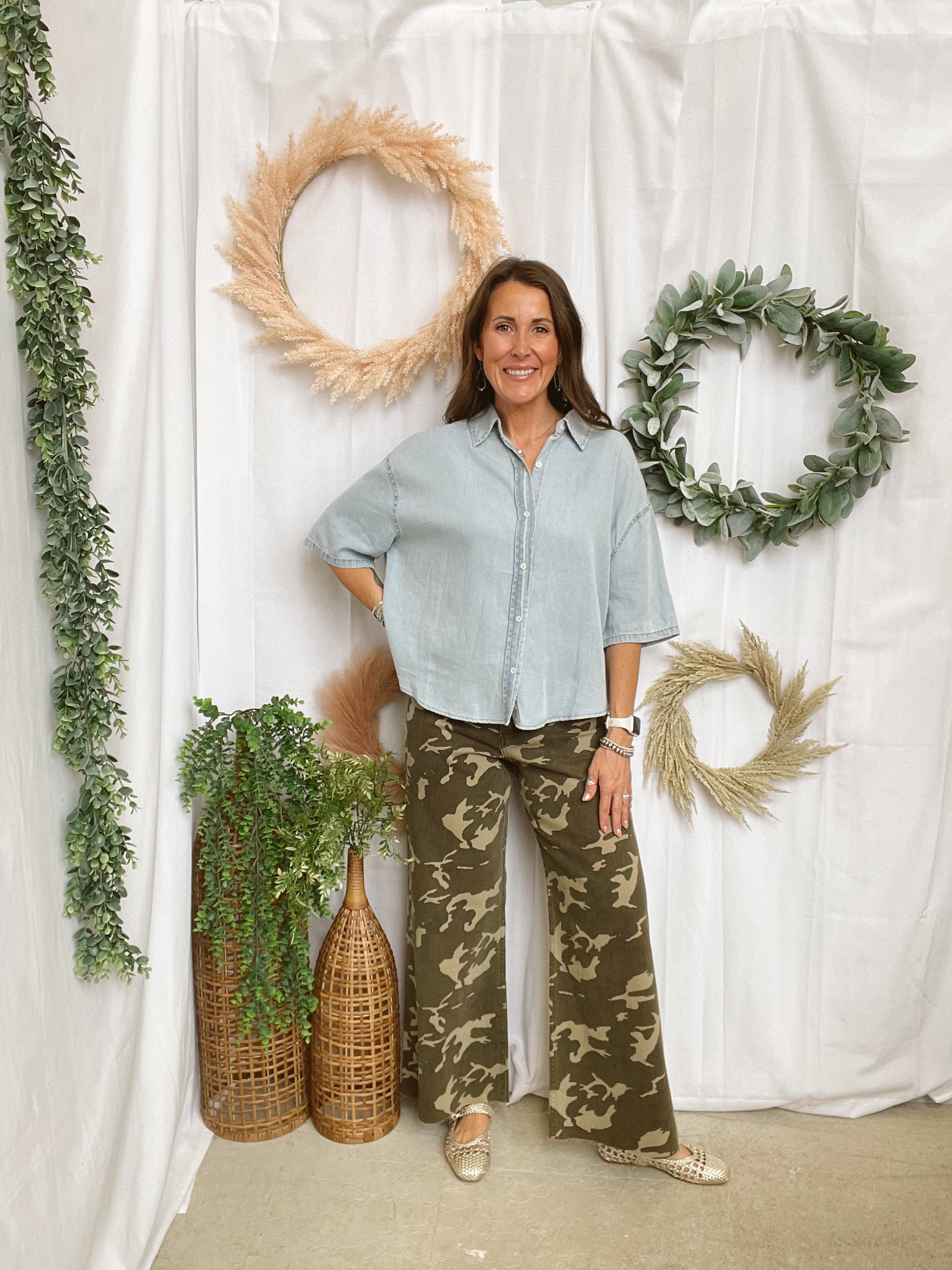 Must Have Denim Button Up Top-Short Sleeve Tops-eesome-The Silo Boutique, Women's Fashion Boutique Located in Warren and Grand Forks North Dakota