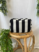 Essential Stripe Cosmetic-Black White-Purses-Fair-The Silo Boutique, Women's Fashion Boutique Located in Warren and Grand Forks North Dakota