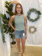 Hy Striped Tank Top-Green-Tank Tops-hyfve-The Silo Boutique, Women's Fashion Boutique Located in Warren and Grand Forks North Dakota