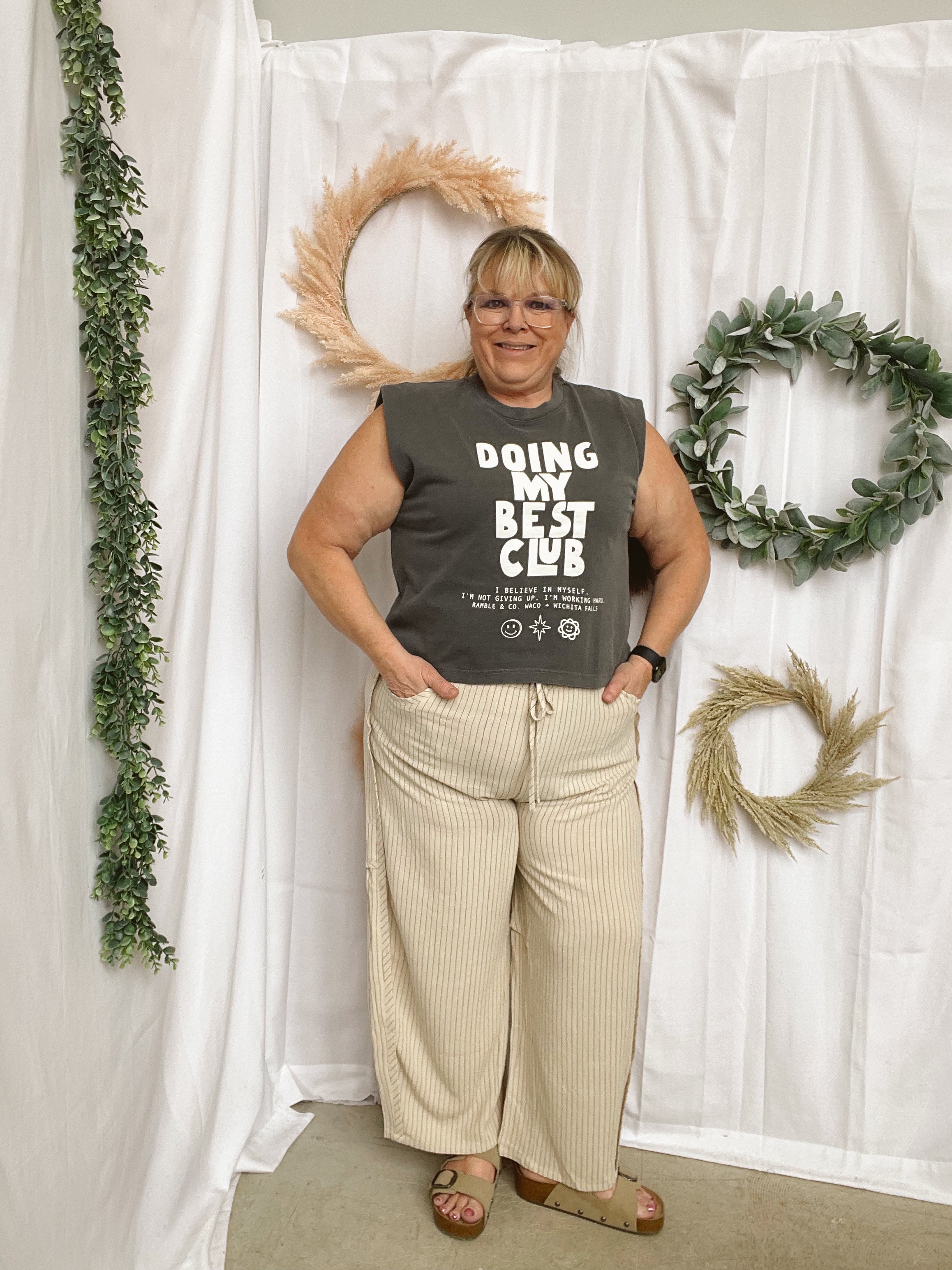 The Lovey Striped Pants-Oatmeal-The Silo Boutique-The Silo Boutique, Women's Fashion Boutique Located in Warren and Grand Forks North Dakota