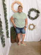 Becca Basic Mock Short Sleeve Top-Mint-Short Sleeve Tops-entro-The Silo Boutique, Women's Fashion Boutique Located in Warren and Grand Forks North Dakota
