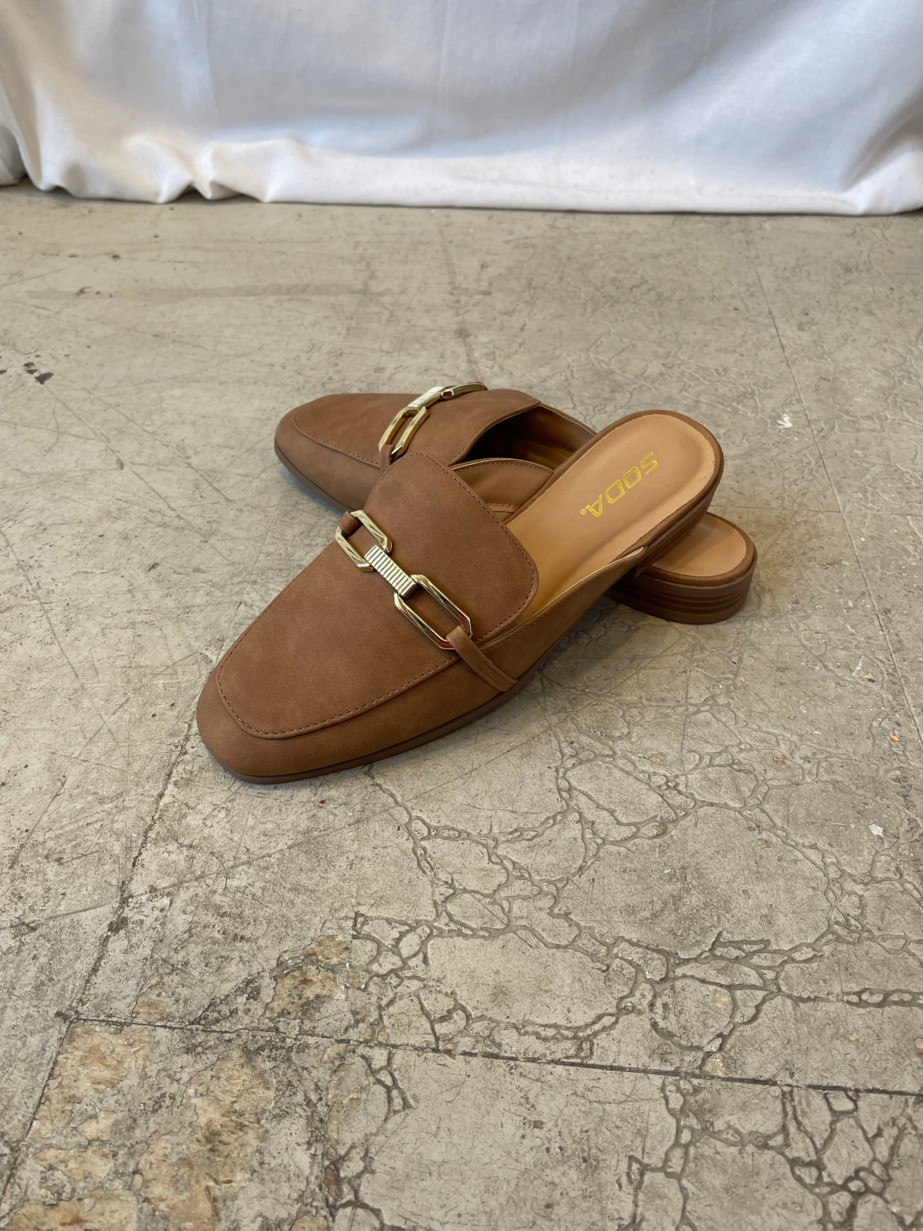 Soda Eleanor Mule-Tan-Sandals-soda-The Silo Boutique, Women's Fashion Boutique Located in Warren and Grand Forks North Dakota