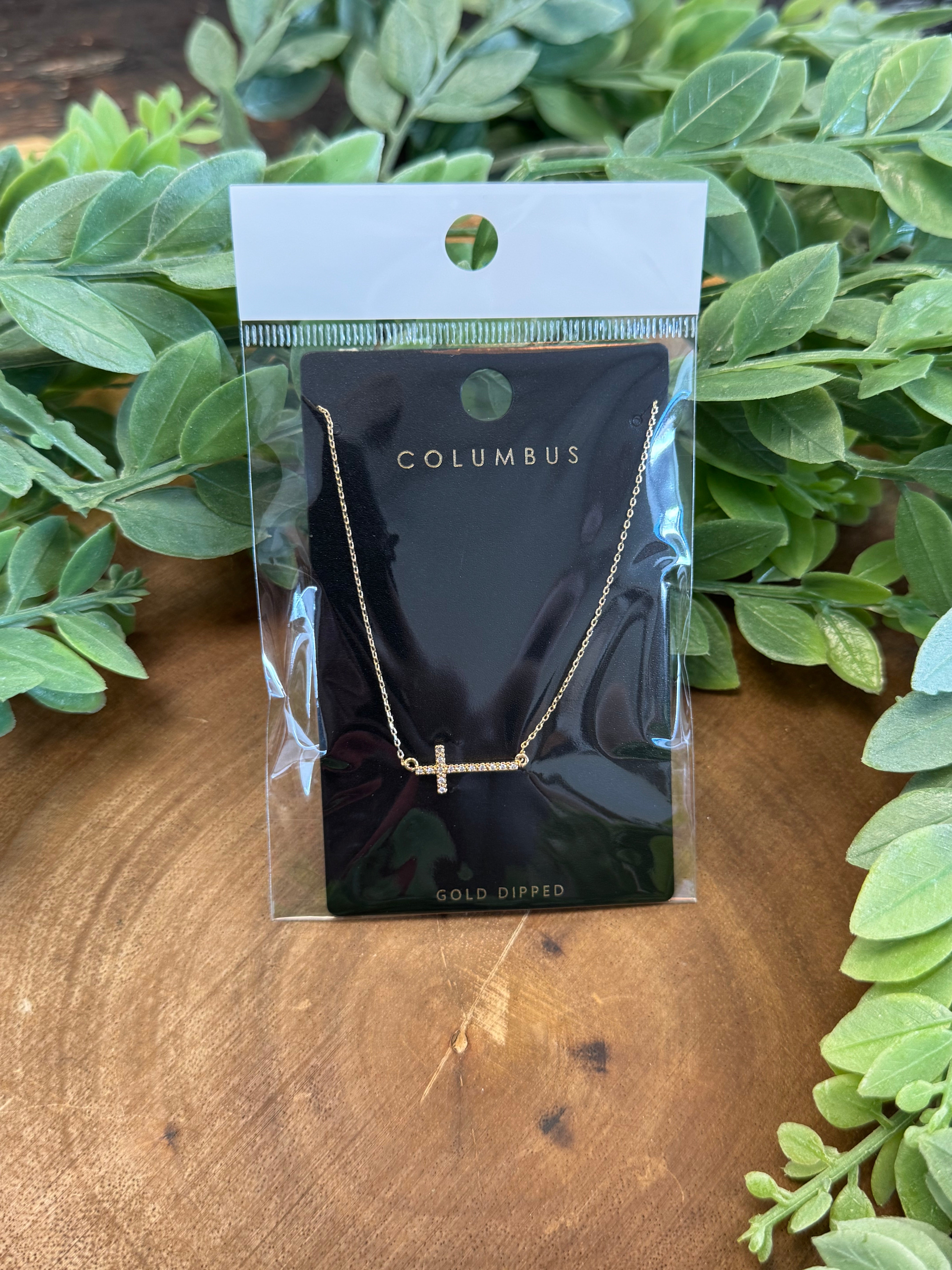 Edin Gold Cross Necklace-Necklaces-fame-The Silo Boutique, Women's Fashion Boutique Located in Warren and Grand Forks North Dakota