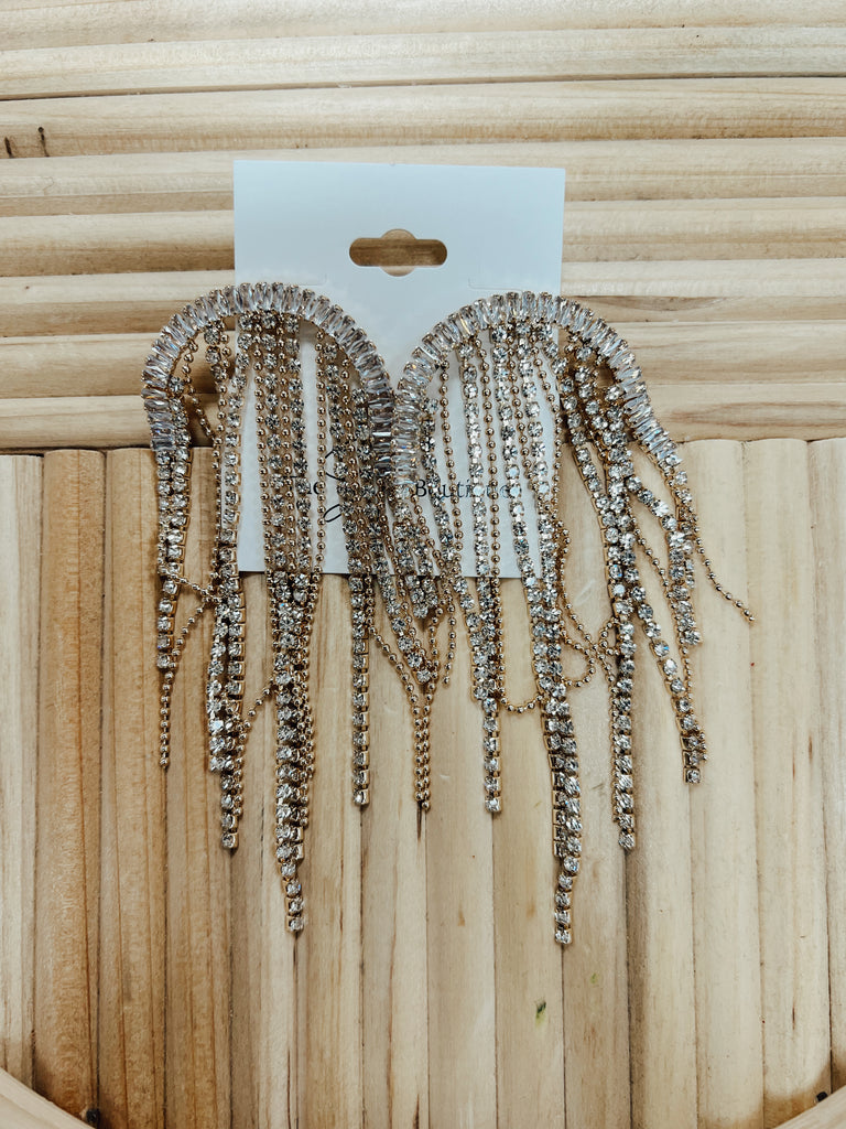 Pave Arch Chain Earrings-earrings-Fame-The Silo Boutique, Women's Fashion Boutique Located in Warren and Grand Forks North Dakota